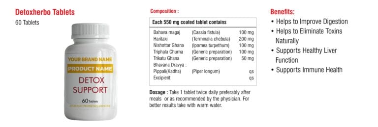 Herbal Shots Detoxification Catalogue 10 Detoxherbo Tablets 60-count bottle in the herbal shots detoxification catalogue
