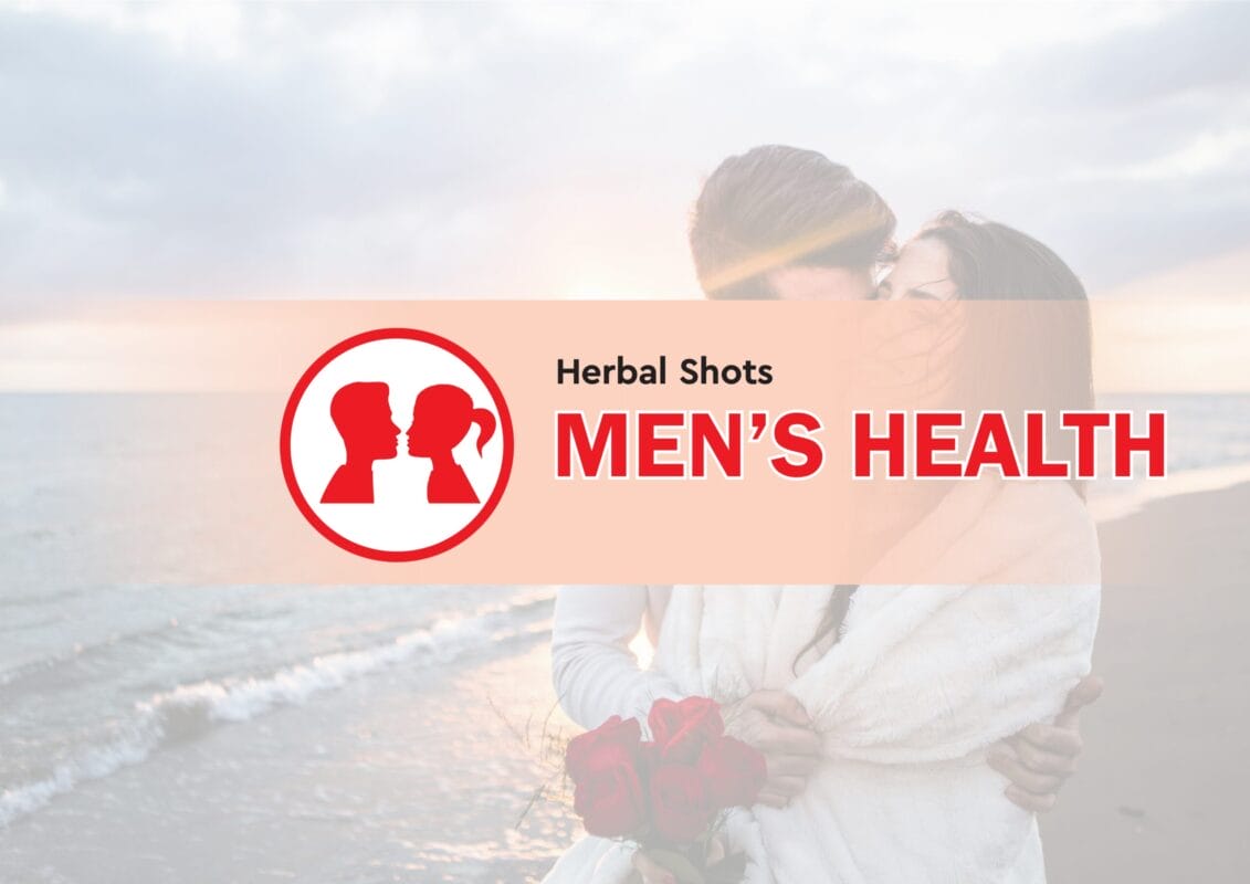 Herbal Shots Men's Health Catalogue 5 Cover of the herbal shots men's health catalogue with a red profile emblem