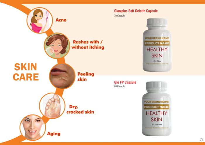 Glowplus soft gelatin capsule and Glo FP capsule mock-ups with gold label bands