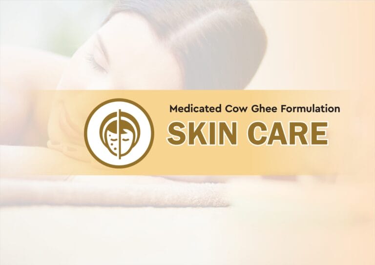 Front cover of the medicated cow ghee skin care catalogue for private label buyers