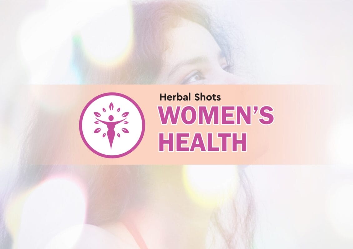 Herbal Shots Women's Health Catalogue 5 Cover of the herbal shots women's health catalogue with a pink leaf emblem