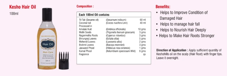Hair Care Products Catalogue 10 Kesho Hair Oil 100 ml page from the hair care products catalogue
