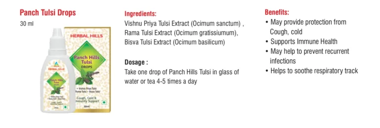 Panch Tulsi Drops page in the immunity support catalogue