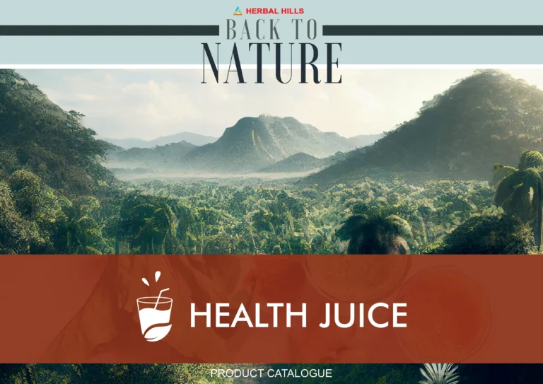 Back to Nature cover page of the Herbal Hills health juice catalogue