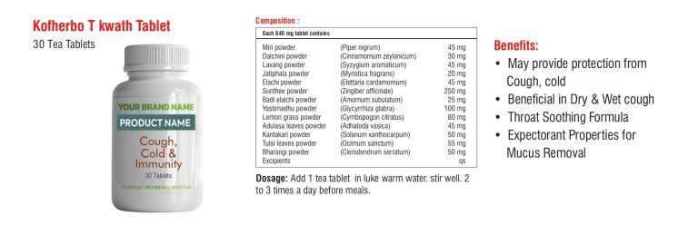 Kofherbo T Kwath tea tablet sheet from the herbal tea catalogue